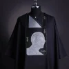 A Charcoal Black, “Head Algorithm Mapping ” embroidery details agbada