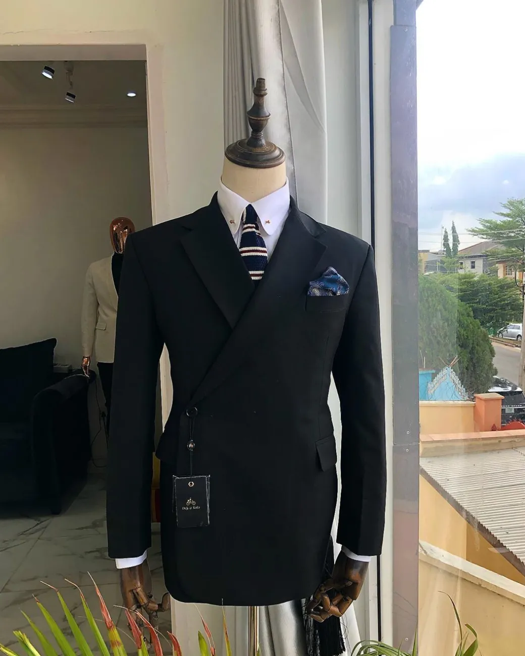 A Charcoal Black “Herd Immunity” Wrap Single Button Breasted Suit