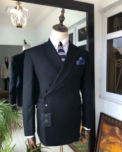 A Charcoal Black “Herd Immunity” Wrap Single Button Breasted Suit