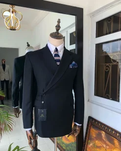 A Charcoal Black “Herd Immunity” Wrap Single Button Breasted Suit