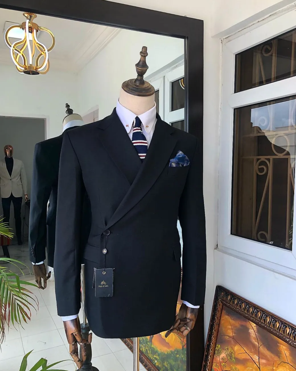 A Charcoal Black “Herd Immunity” Wrap Single Button Breasted Suit