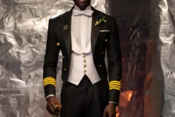 A Charcoal Black “John Beecroft” Tail Marine Peak Lapel Tuxedo Suit