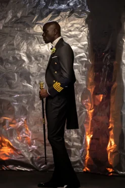 A Charcoal Black “John Beecroft” Tail Marine Peak Lapel Tuxedo Suit