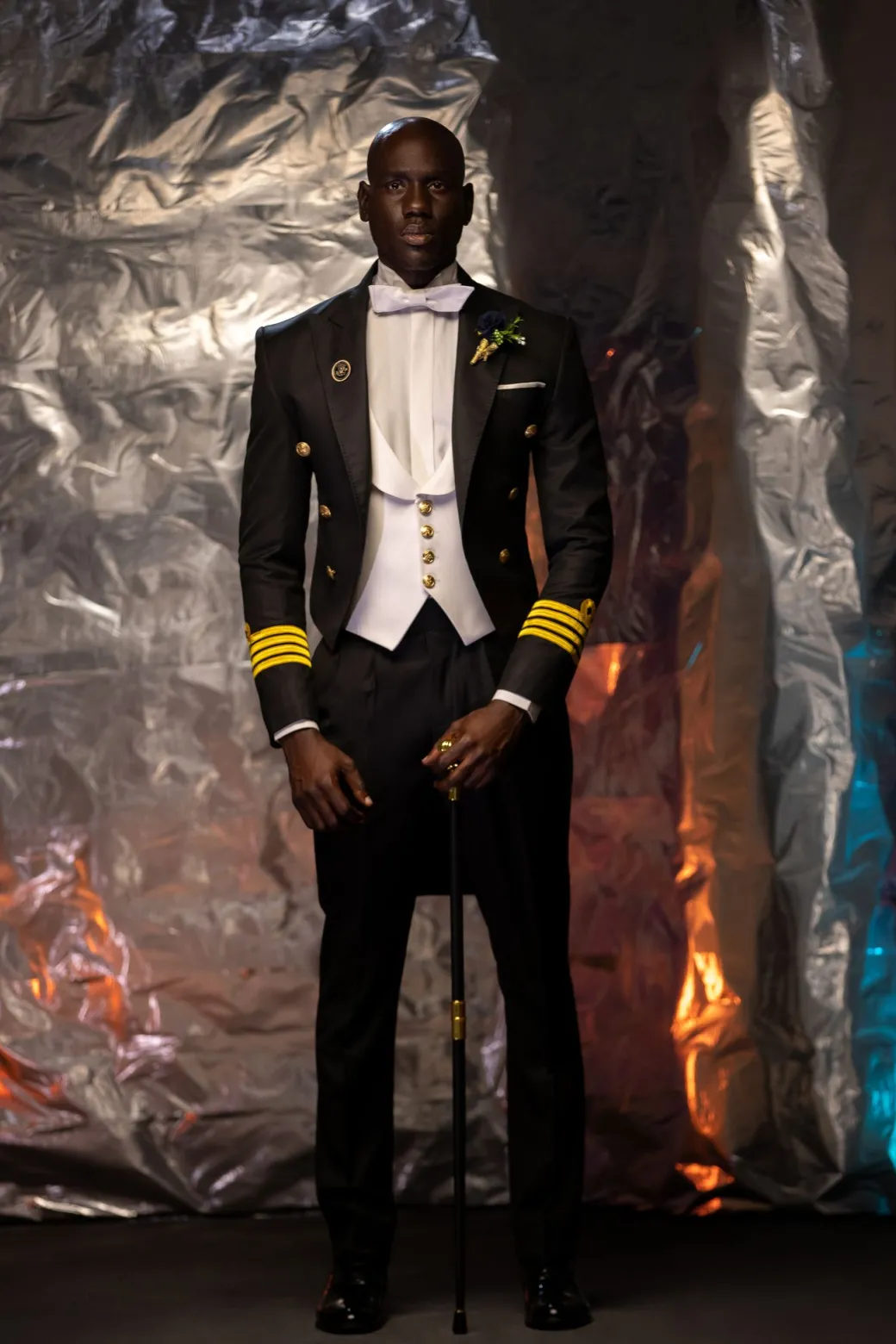 A Charcoal Black “John Beecroft” Tail Marine Peak Lapel Tuxedo Suit
