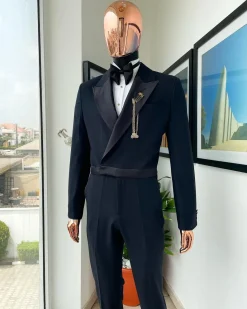 A Charcoal black Jump “Juxedo” peak lapel tuxedo suit