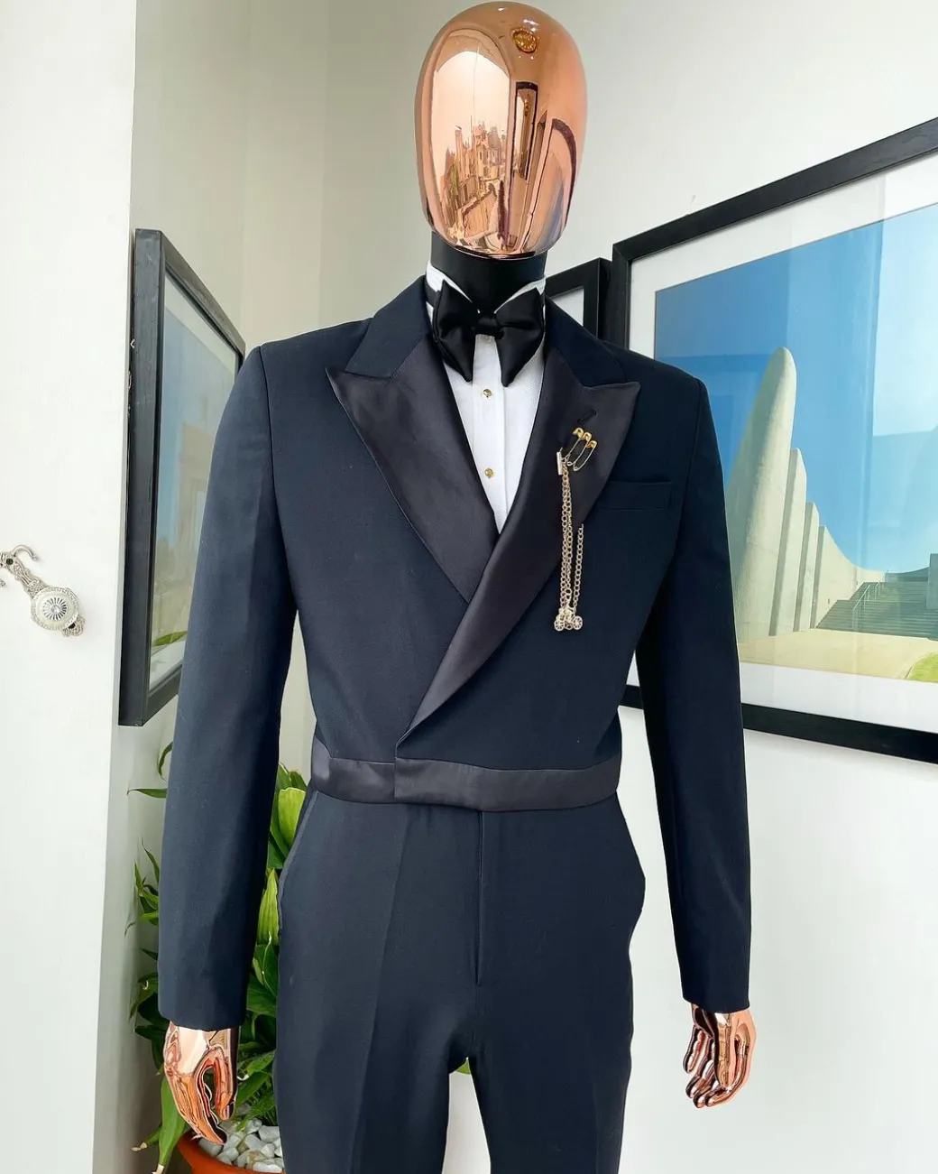 A Charcoal black Jump “Juxedo” peak lapel tuxedo suit