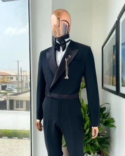 A Charcoal black Jump “Juxedo” peak lapel tuxedo suit