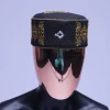A Charcoal black kissing wave embroidery detailing hat