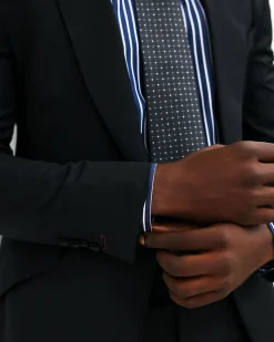 A Charcoal Black, Knitted, Peak Lapel Suit