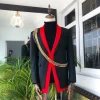 A Charcoal Black “Malian” dual-colour and chain-detailed tuxedo Suit