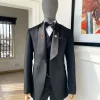 A Charcoal Black Nobility Fabric Shawl Lapel Tuxedo Suit