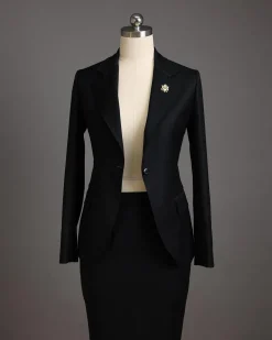 A Charcoal Black Notch Lapel Suit.