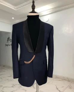 A Charcoal Black Notch Lapel Business 2 Button Men’s suit