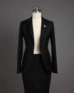 A Charcoal Black Notch Lapel Suit.
