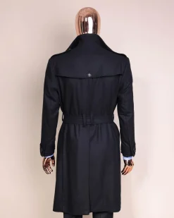 A Charcoal Black, Peak Lapel Jorgecarli Vogue Trench Wool Jacket