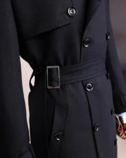 A Charcoal Black, Peak Lapel Jorgecarli Vogue Trench Wool Jacket