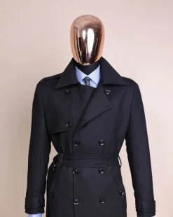 A Charcoal Black, Peak Lapel Jorgecarli Vogue Trench Wool Jacket