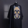 A charcoal black, “Planet Of Apes” embroidery Agbada