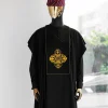 A Charcoal Black, Quadrant Medulla Embroidery Details Agbada
