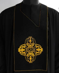 A Charcoal Black, Quadrant Medulla Embroidery Details Agbada
