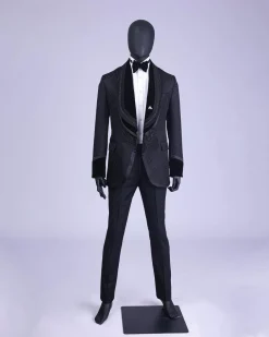 A Charcoal Black “Quad-Shawl” Lapel Tuxedo Jacquard Suit