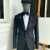 A Charcoal Black reloaded “peaky blinders” floral jacquard peak lapel suit.