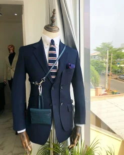 A Charcoal Black Reloaded “Catch Me If You Can” Double Left Breasted Notch lapel Suit