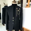 A Charcoal Black reloaded “7th Battalion” Suit with gold adornment