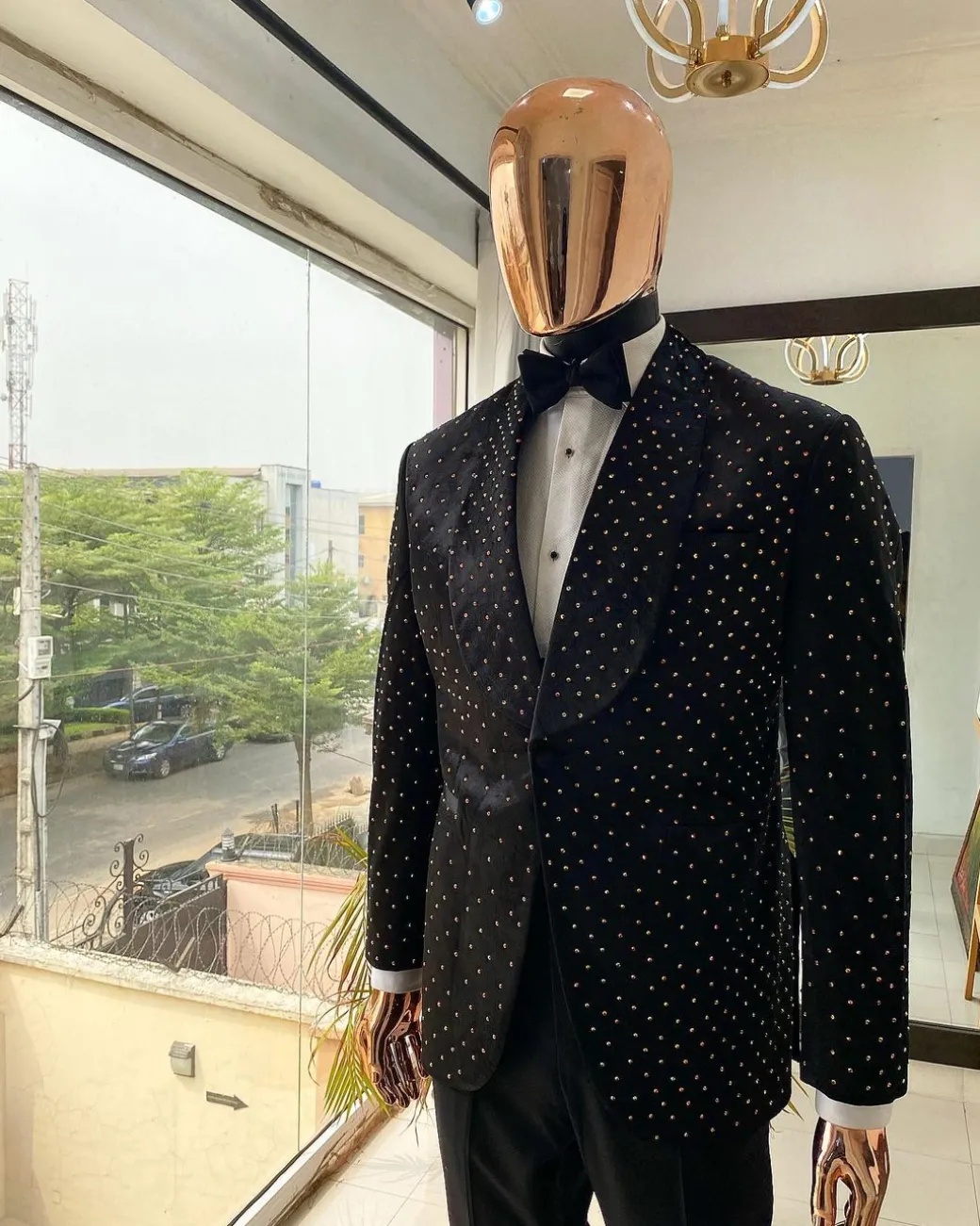 A Charcoal Black Reloaded “Justin” Italian Velvet Tuxedo Suit