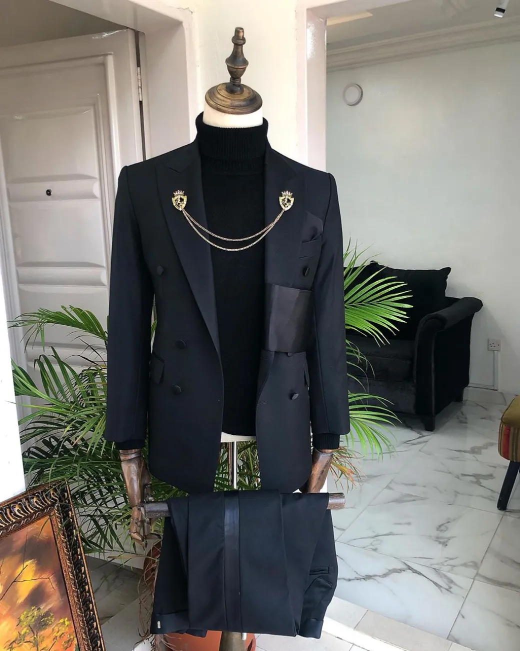 A Charcoal black Reloaded “oranmiyan” double breasted suit