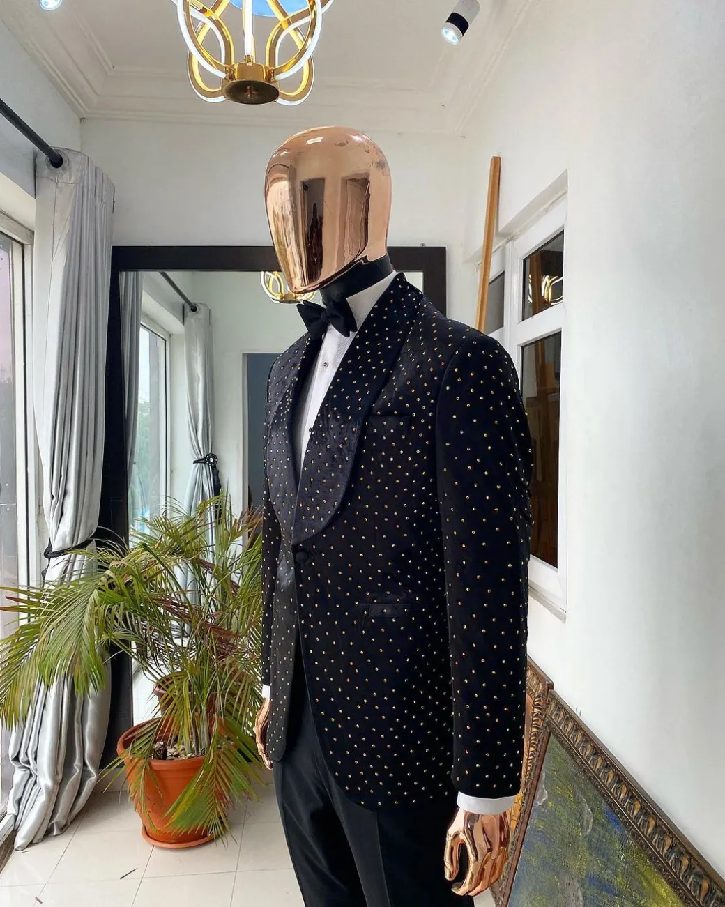 A Charcoal Black Reloaded “Justin” Italian Velvet Tuxedo Suit