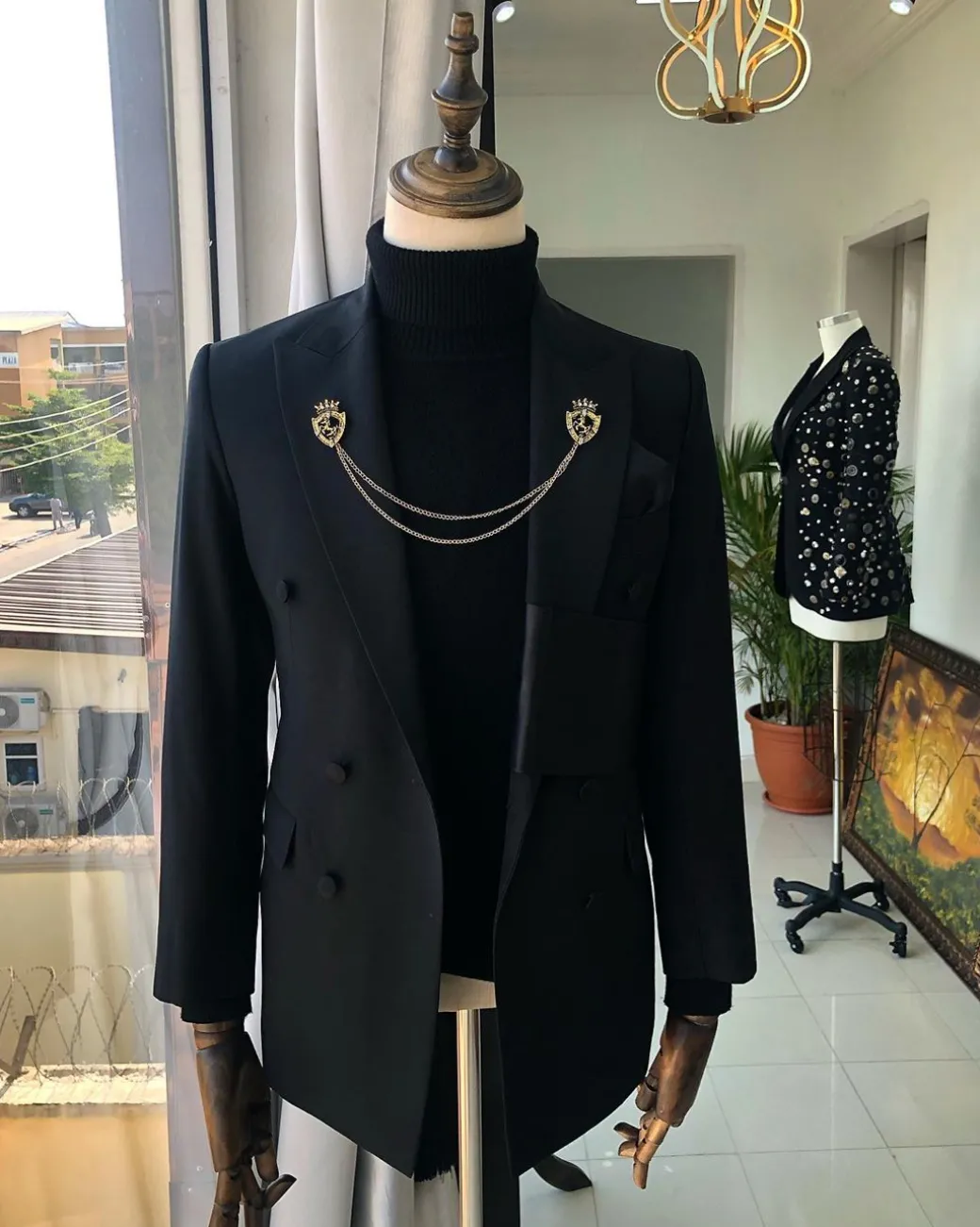 A Charcoal black Reloaded “oranmiyan” double breasted suit