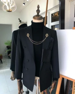 A Charcoal black Reloaded “oranmiyan” double breasted suit