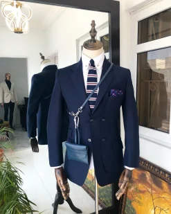 A Charcoal Black Reloaded “Catch Me If You Can” Double Left Breasted Notch lapel Suit