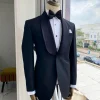 A Charcoal black Shawl lapel tuxedo suit with black jacquard detailing