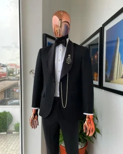 A Charcoal Black Shawl Lapel Suit