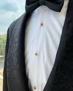 A Charcoal Black Shawl Lapel Jacquard Tuxedo Suit