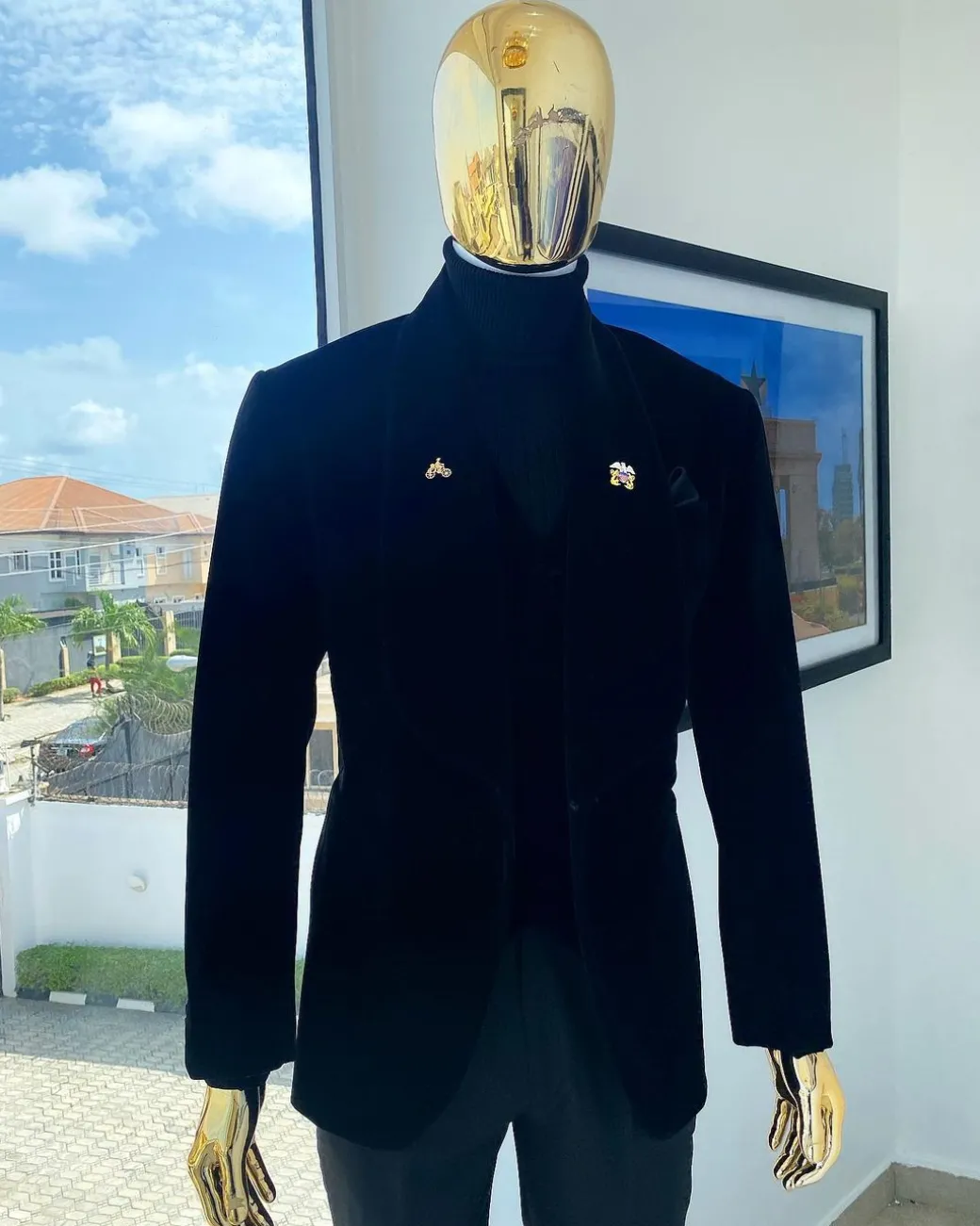 A Charcoal Black, Soaked Velvet Shawl Lapel Tuxedo Suit
