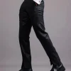 A Charcoal Black, Stuffed/Slanted Square-Patterned Jacquard pant with zip-line detailing