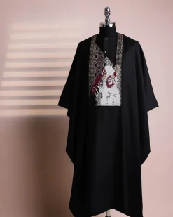 A Charcoal Black, “Thinking APE ” Embroidery Details Agbada