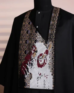 A Charcoal Black, “Thinking APE ” Embroidery Details Agbada