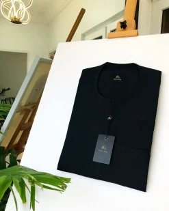 A Charcoal black zip-line African kaftan