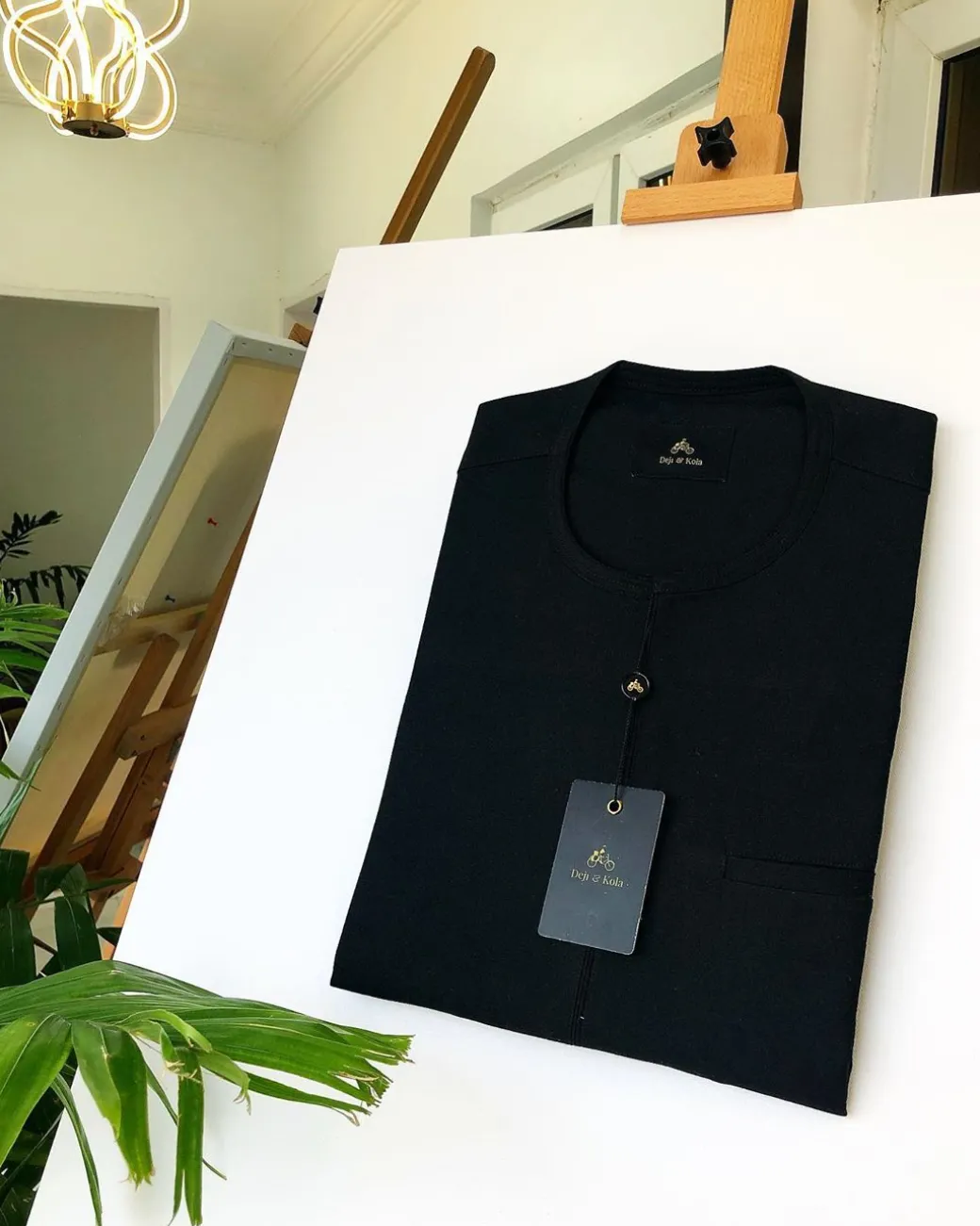 A Charcoal black zip-line African kaftan