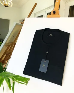 A Charcoal black zip-line African kaftan