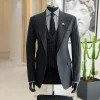 A Charcoal Grey, Ivory Pencil Stripe, Jorgecarli, Knitted Peak Lapel Suit