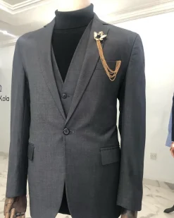 A Charcoal Grey notch lapel Corporate Suit