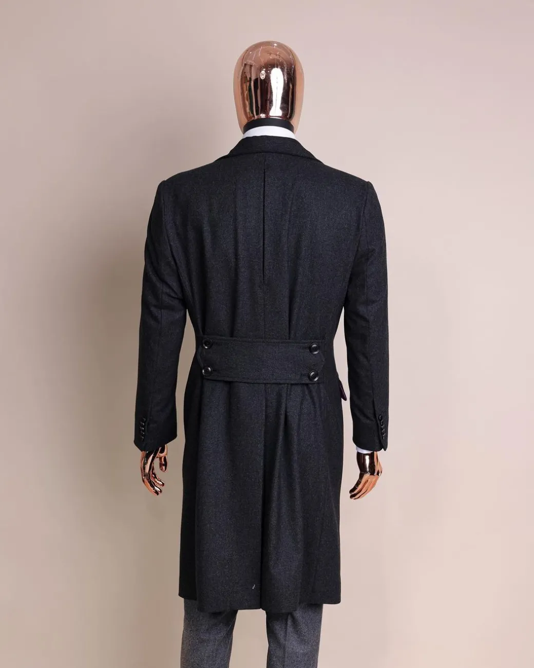 A Charcoal Grey, Peak Lapel Jorgecarli Vogue Trench Wool Suit