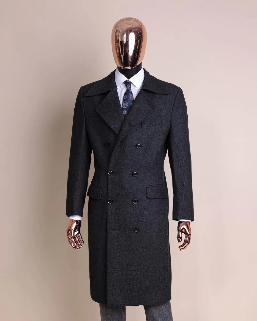 A Charcoal Grey, Peak Lapel Jorgecarli Vogue Trench Wool Suit