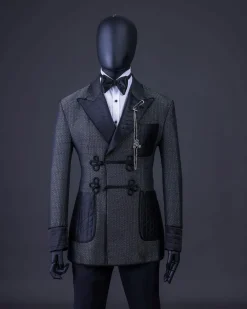 A “Chequered” grey and black double-breasted royal tuxedo suit
