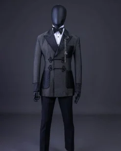 A “Chequered” grey and black double-breasted royal tuxedo suit